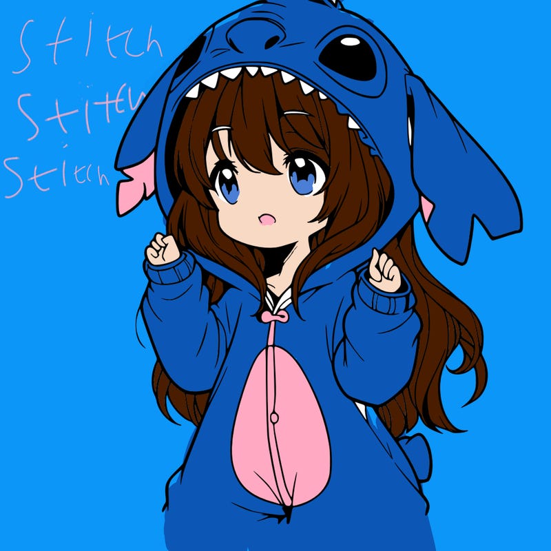 anime girl in a stitch onsie