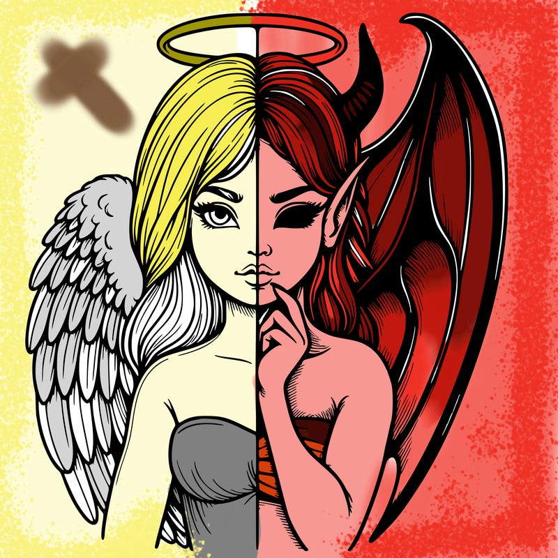 realistic angel half demon
