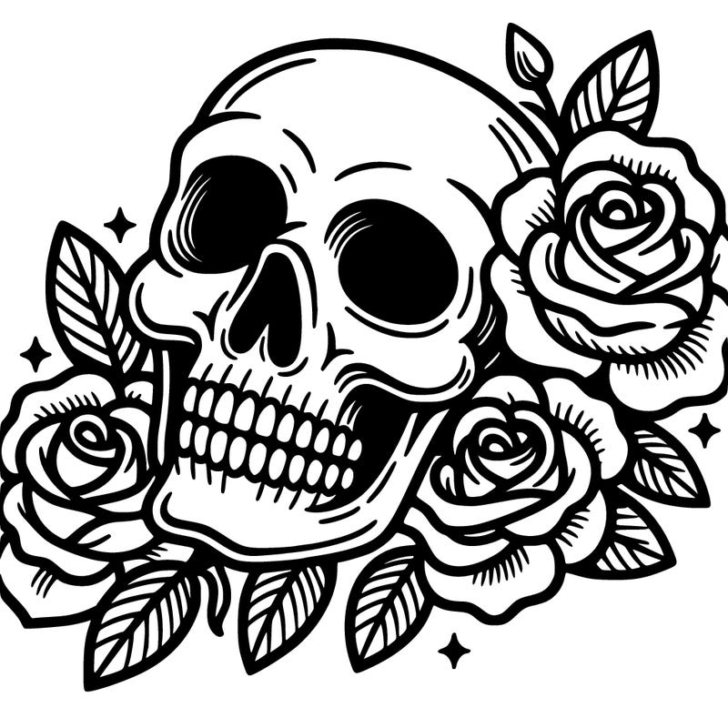 skull with roses