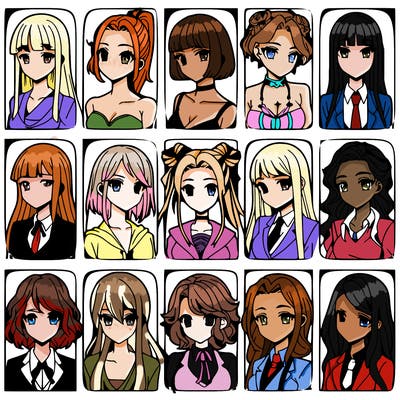 girls that look diffrent anime