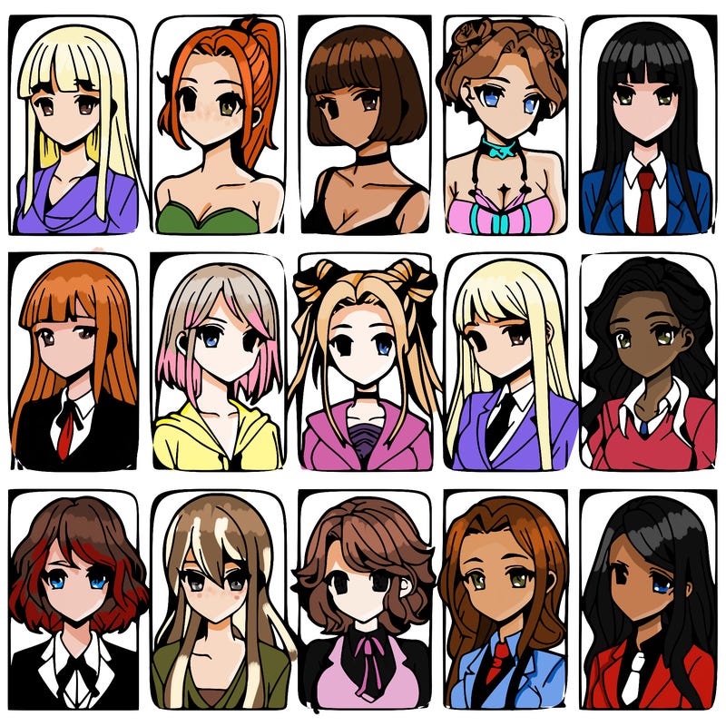 girls that look diffrent anime