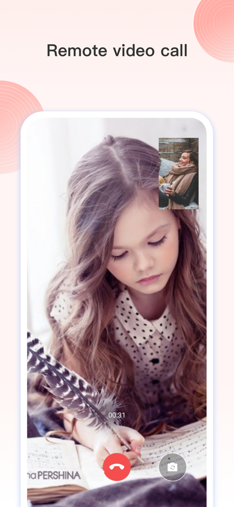 TCL Connect - Interface d'un appel vidéo à distance entre un parent et un enfant dans l'application TCL Connect