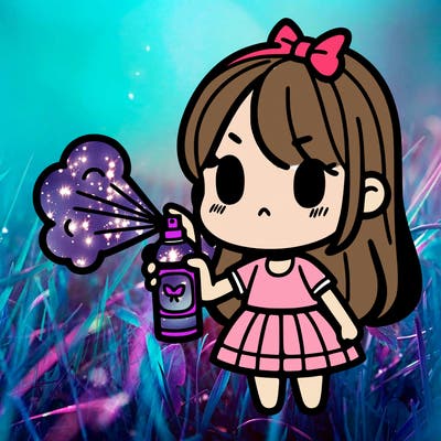 girl with spray in hand