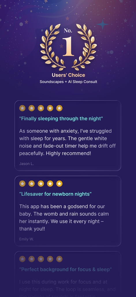 White Noise ASMR Sleep Sounds - Reseñas de usuarios que destacan los beneficios de la aplicación Sonidos para Dormir ASMR de Ruido Blanco para el sueño y la concentración.