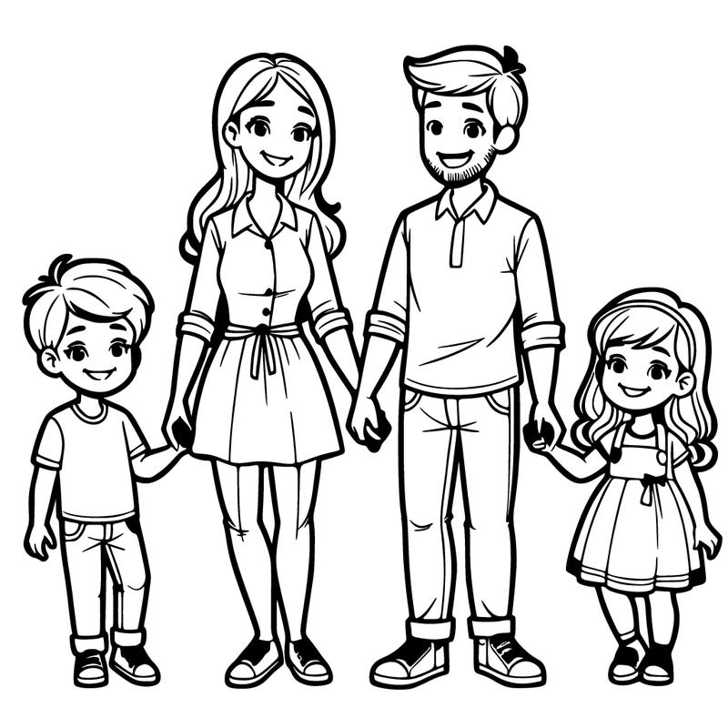 family with 4 children. boys:2. girls:2. a mom and a dad