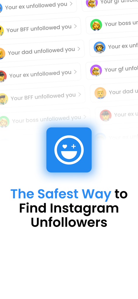 FollowBuddy app screen showing the safest way to find Instagram unfollowers