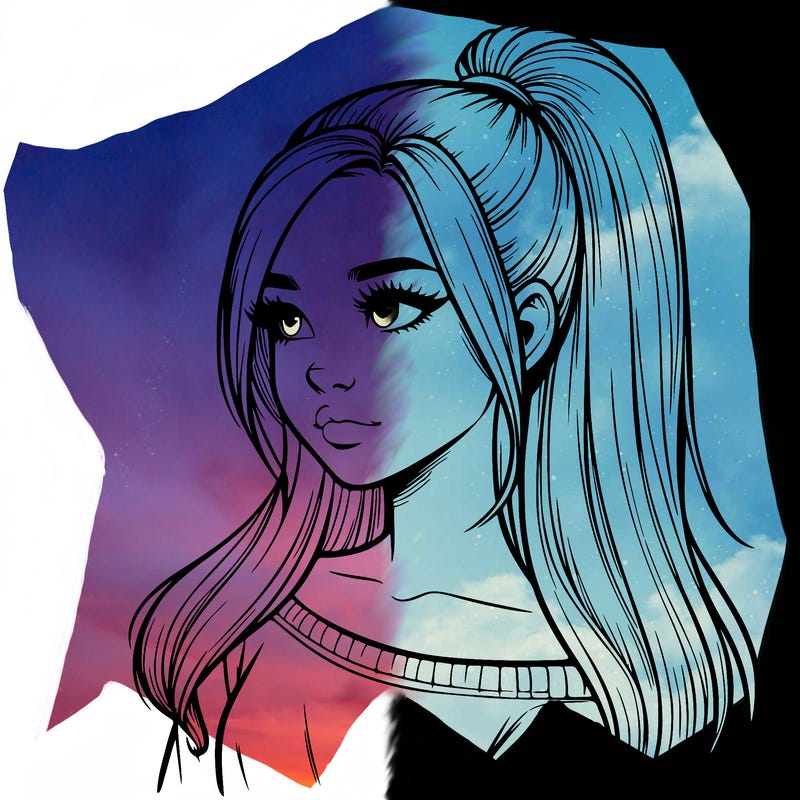 realistic girl with a high ponytail