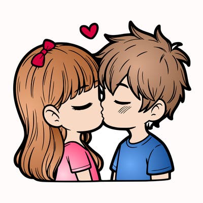 a girl and a boy kissing