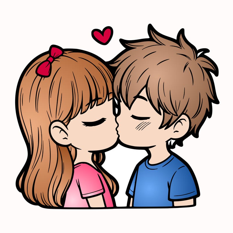 a girl and a boy kissing