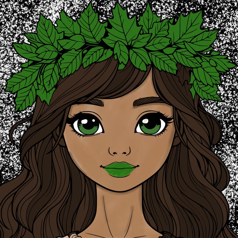 realistic girl with fall leaf crown