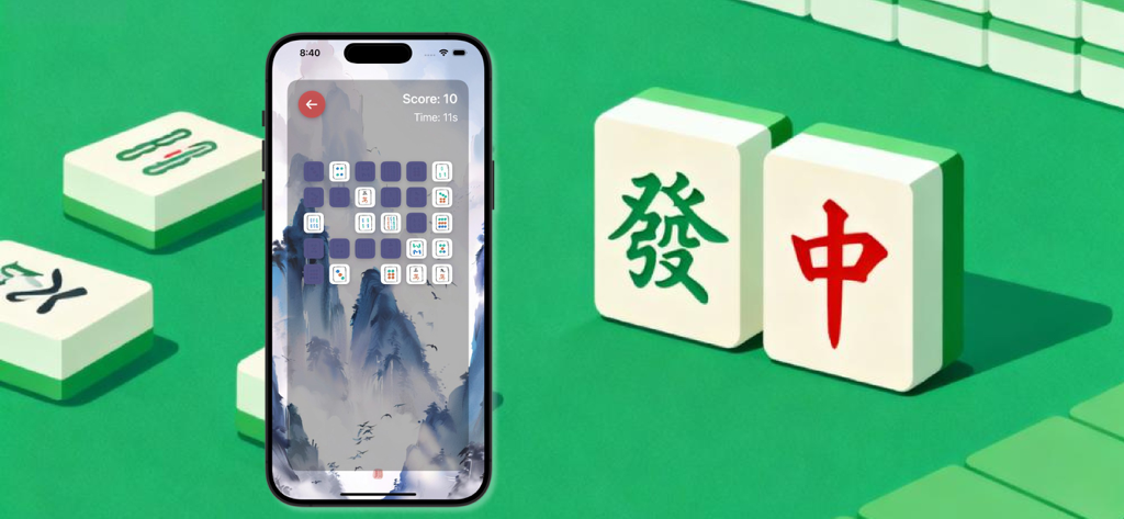 Mahjong - Pros and Cons - マージャン - 損益タイルマッチング記憶力ゲームのインターフェースを示すiPhone画面
