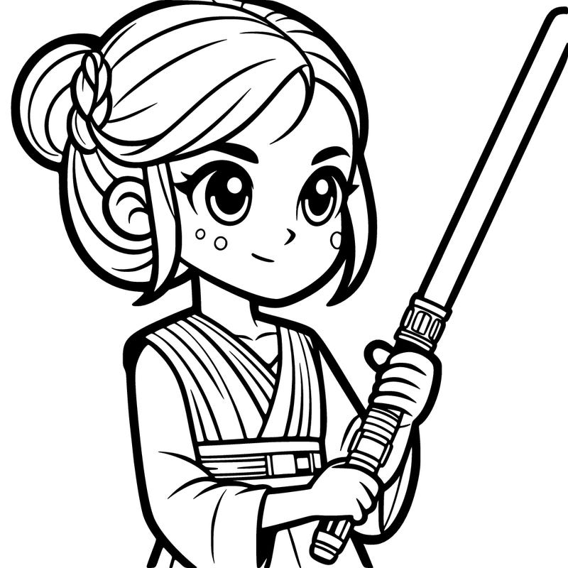 a girl with a lightsaber