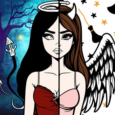 devil vs angel realistic girl