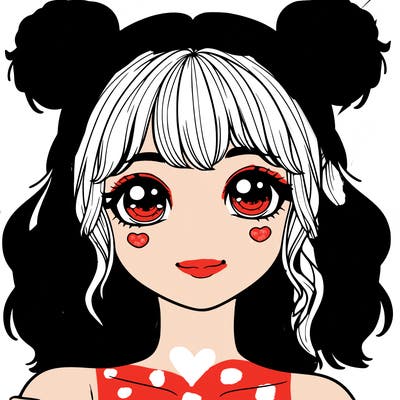 realistic girl with two buns in her hair