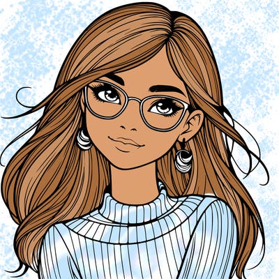 realistic girl with glasses