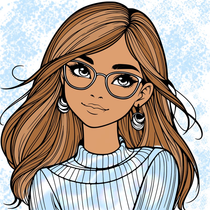 realistic girl with glasses