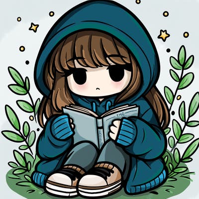 girl in oversized hoodie reading a book
