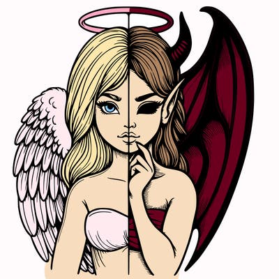 realistic angel half demon