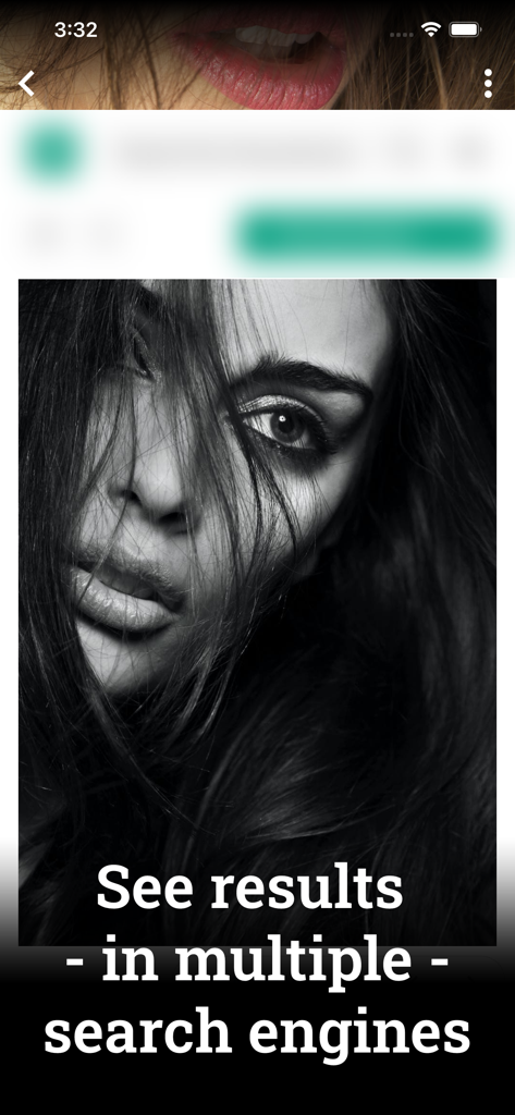 Photo Sherlock search by image - Portrait photo search results from multiple search engines in the Photo Sherlock app