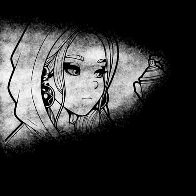 a realistic girl, spray painting