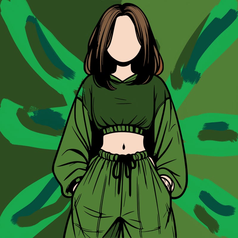 realistic girl faceless with baggy pants and a crop top