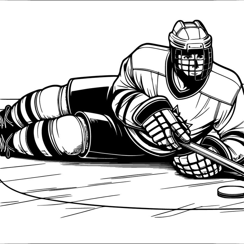realistic hockey player laying on the ice