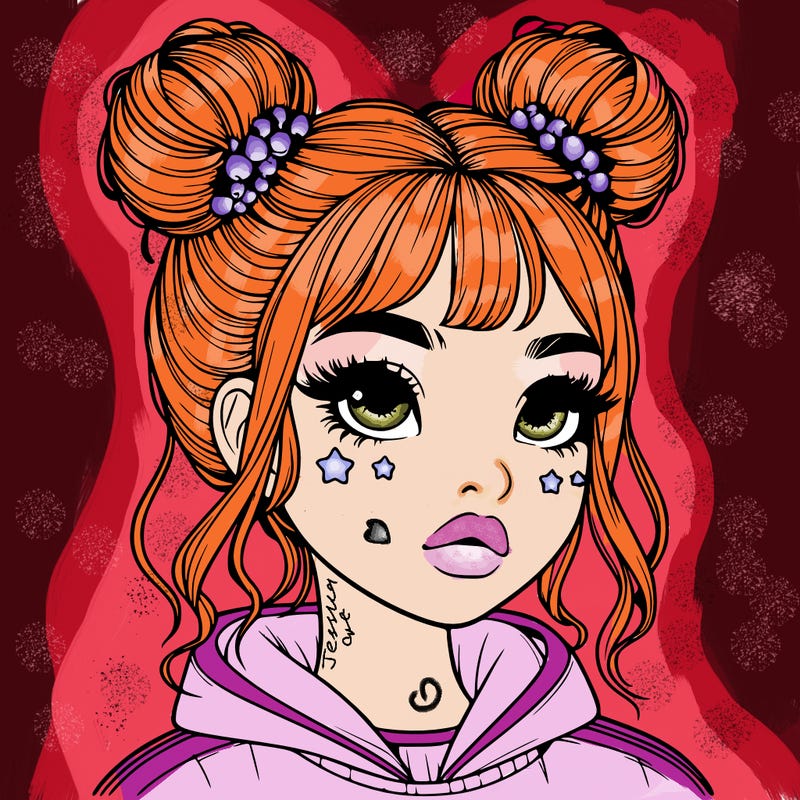 realistic girl with space buns