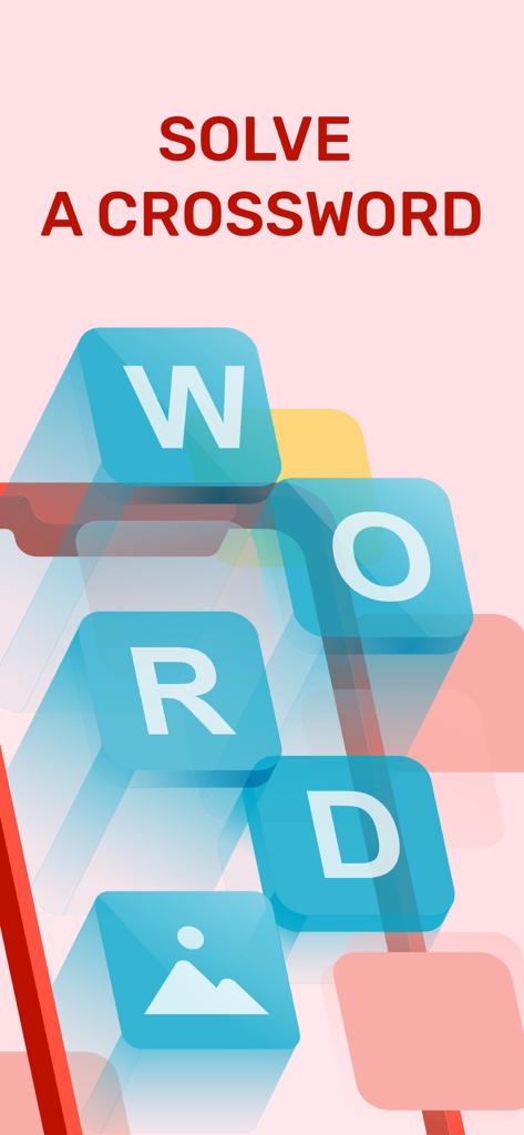 Picture Crossword: Find Words - Picture Crossword app screen showing the text Solve a Crossword with 3D letter cubes.