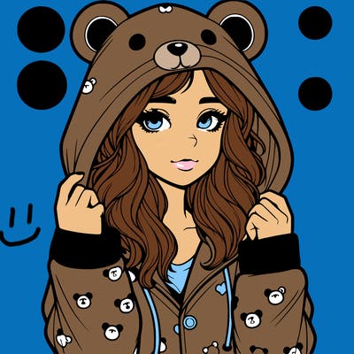 realistic girl in a animal pjs hoodie