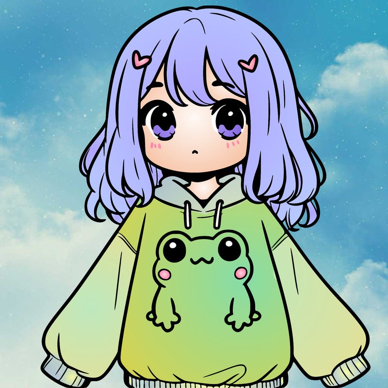 girl wearing frogging sweatshirt