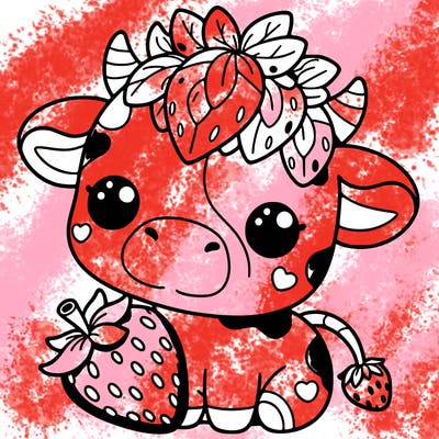 cute strawberry cow