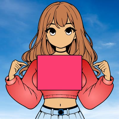 girl holding a blank sign in a long sleeve crop top