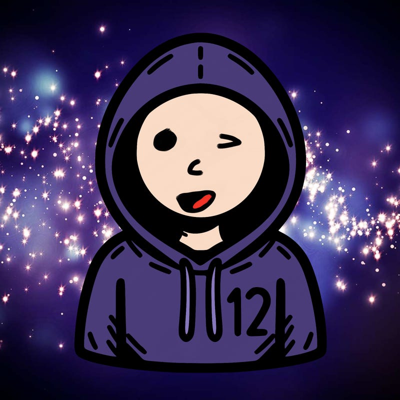 a person with non face waering a hoodie with a small 132 symbol