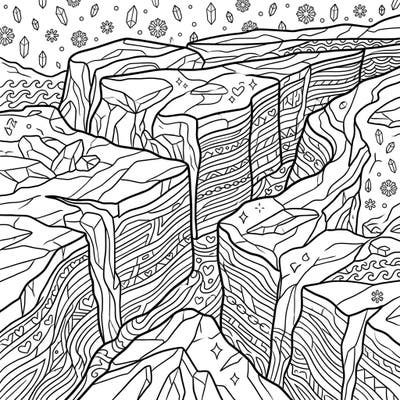 Journey into a uniquely creative world with our Crevasses Pride coloring page, blending glacial beauty with symbols of love and diversity. Discover intricate patterns within icy walls, ready for your most vibrant Pride Month colors.