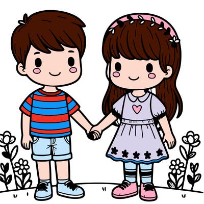boy and girl holding hands