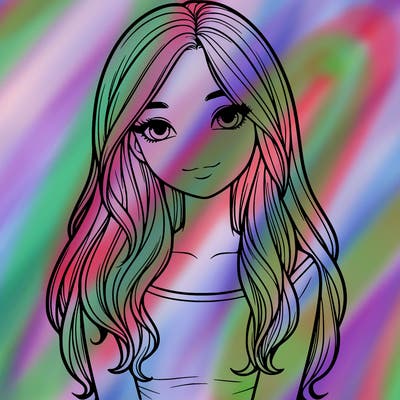 realistic girl with long hair