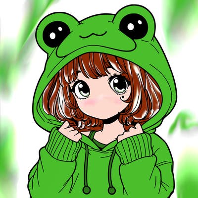 a cute teenage girl wearing a frog hoodie