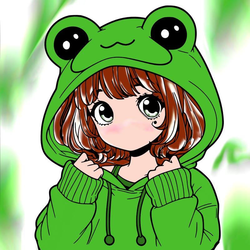 a cute teenage girl wearing a frog hoodie