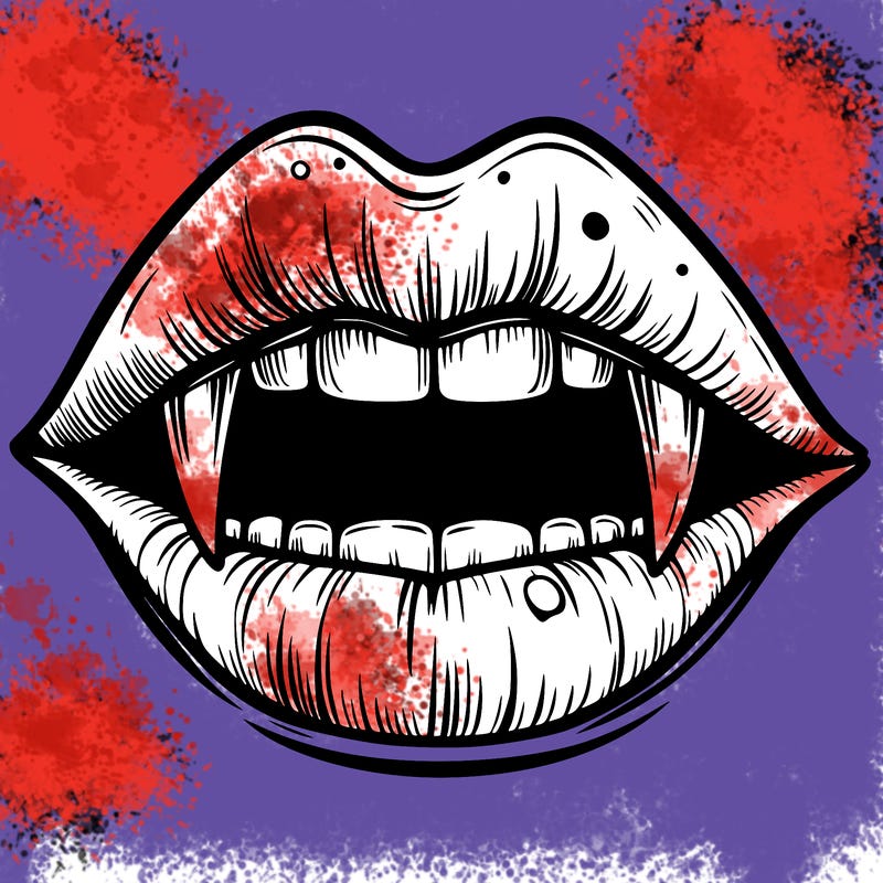 lips with vampire teeth