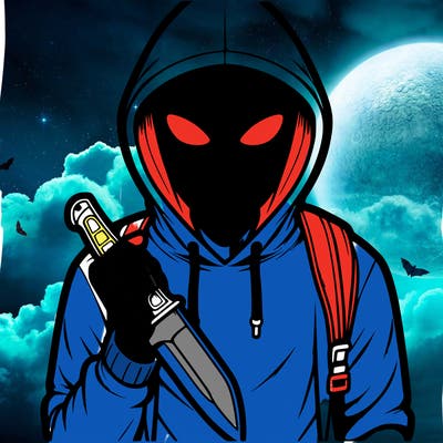 a guy with a hoodie and in his hand has a knife