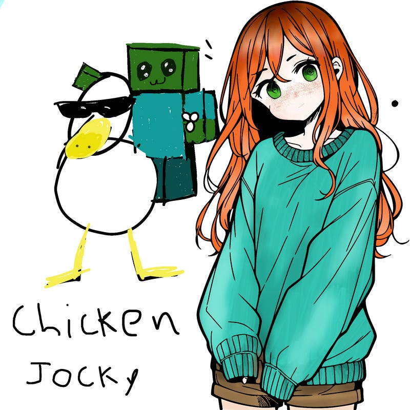 manga teen girl  in a sweater and baggy pants