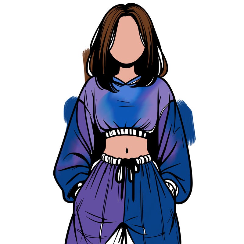 realistic girl faceless with baggy pants and a crop top