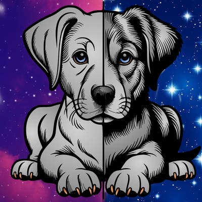 realistic dog split picture