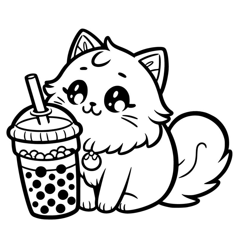 a cat with boba on him