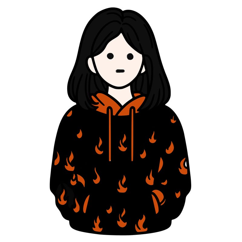 woman with fire hoodie
