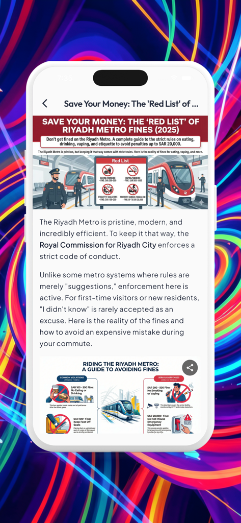 Una guía detallada sobre las reglas y multas del Metro de Riad para ayudar a los pasajeros a evitar sanciones