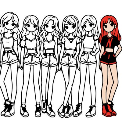 a group of girls wearing crop tops and shorts