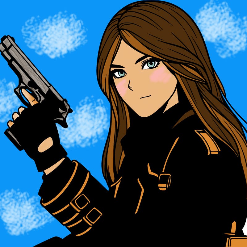 a realistic, adult girl, assassin with gun