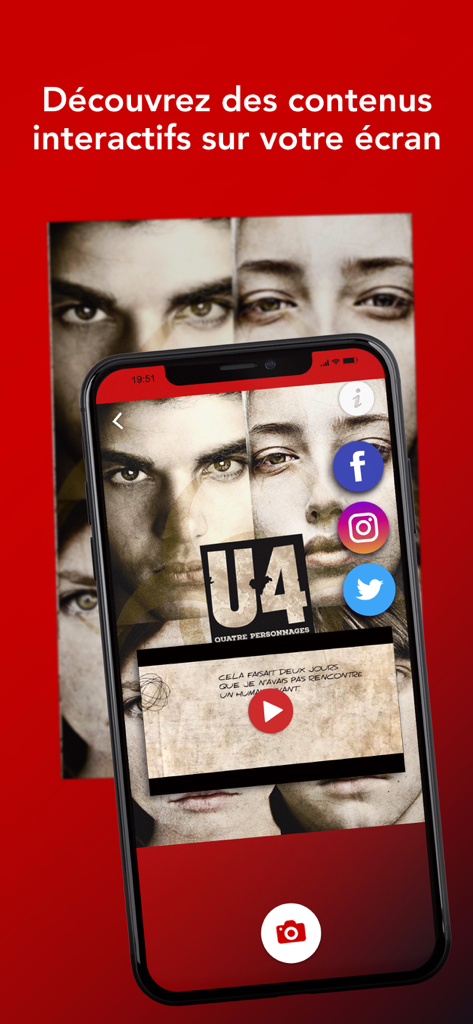 Nathan Live app scanning a book to reveal interactive video content and social media links using augmented reality.