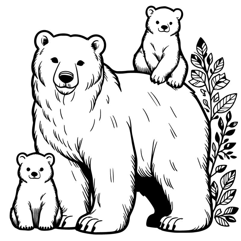 polar bear and cubs